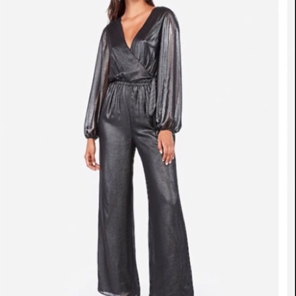 New Express Grey Metallic Jumpsuit